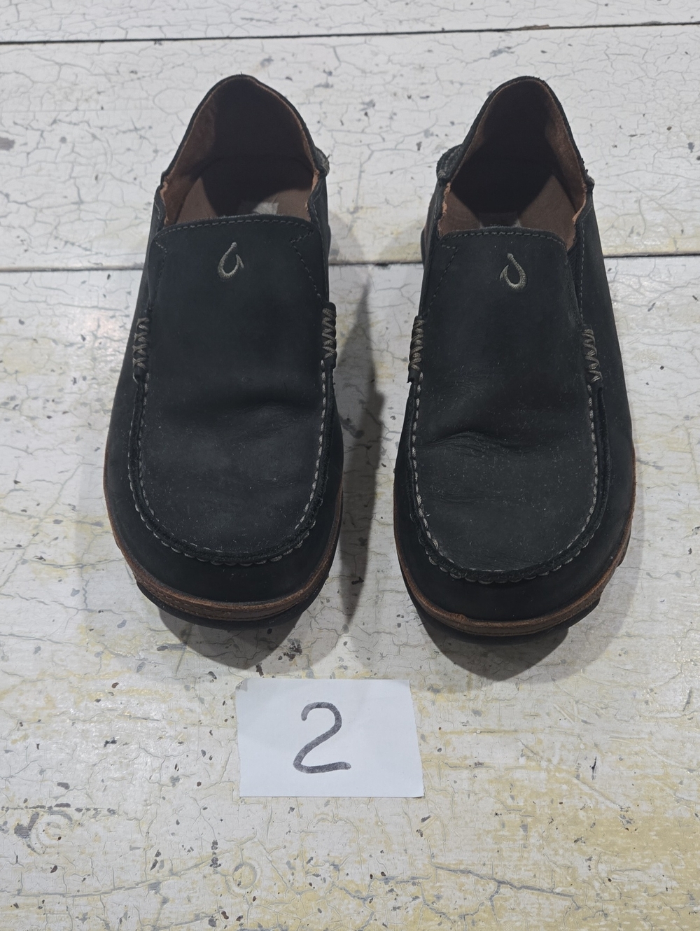 Olukai Moloa Slip On Shoes Men's Black Leather Size 8.5